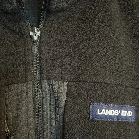Lands’ End men’s black full zip fleece jacket size small - Picture 3 of 9